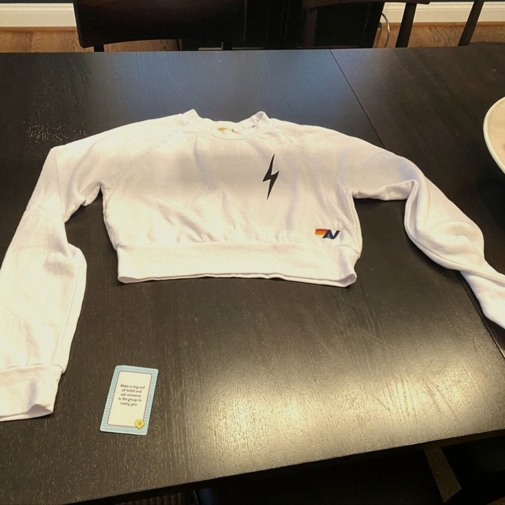 Aviator Nation Bolt 2 Cropped Crew Sweatshirt Small